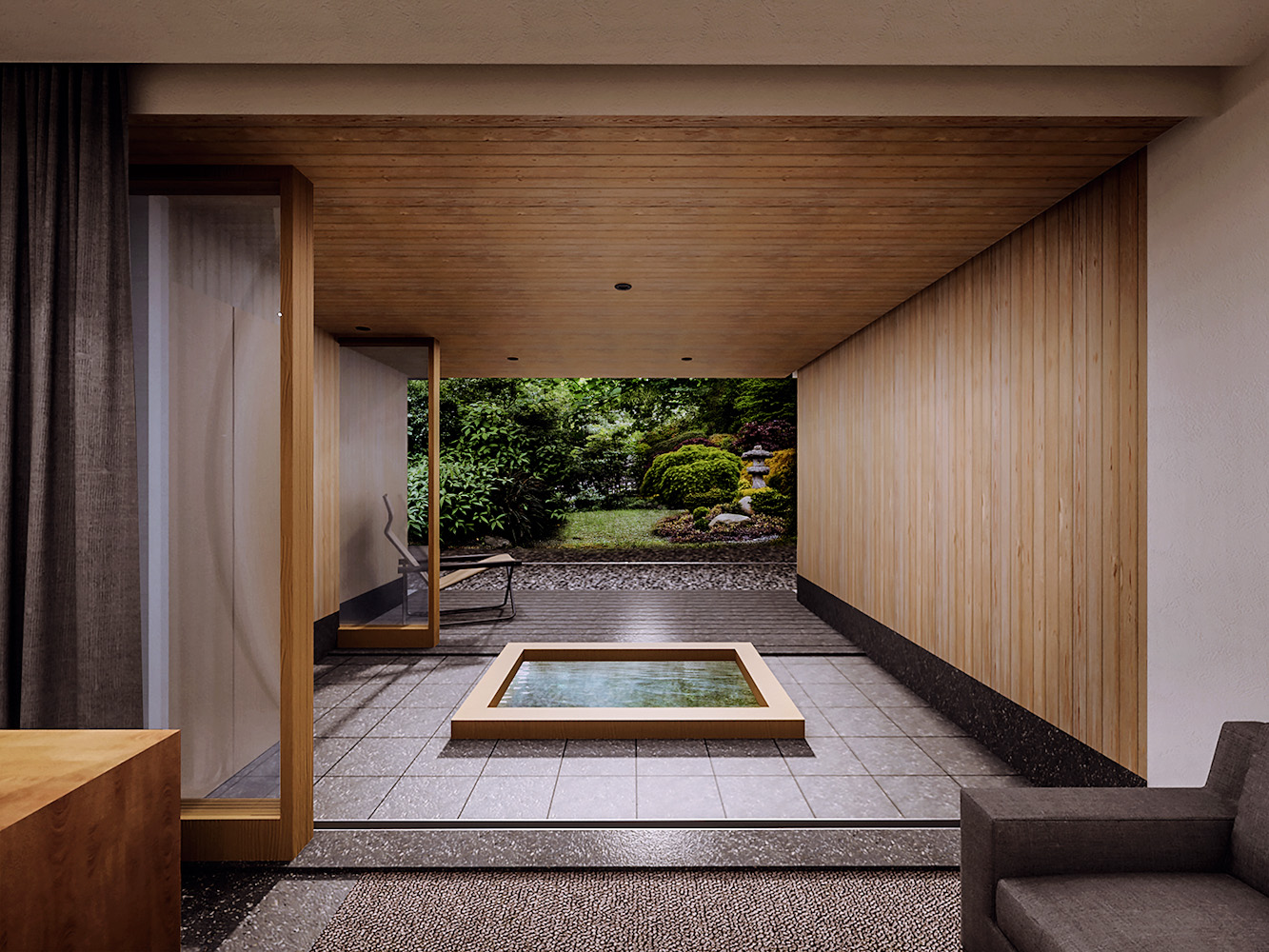 直島旅館　ろ霞　客室の完成イメージ　露天風呂付き客室のスイートルームです